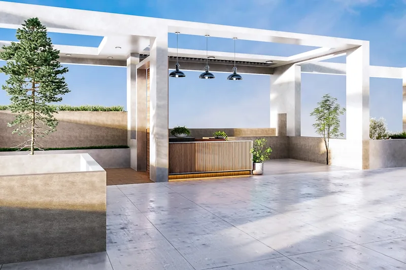 Pergola bioclimatique aluminium avec lames orientables sur terrasse contemporaine