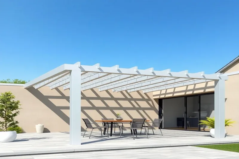 Pergola aluminium au design épuré installée sur terrasse moderne — pergola aluminium sur mesure