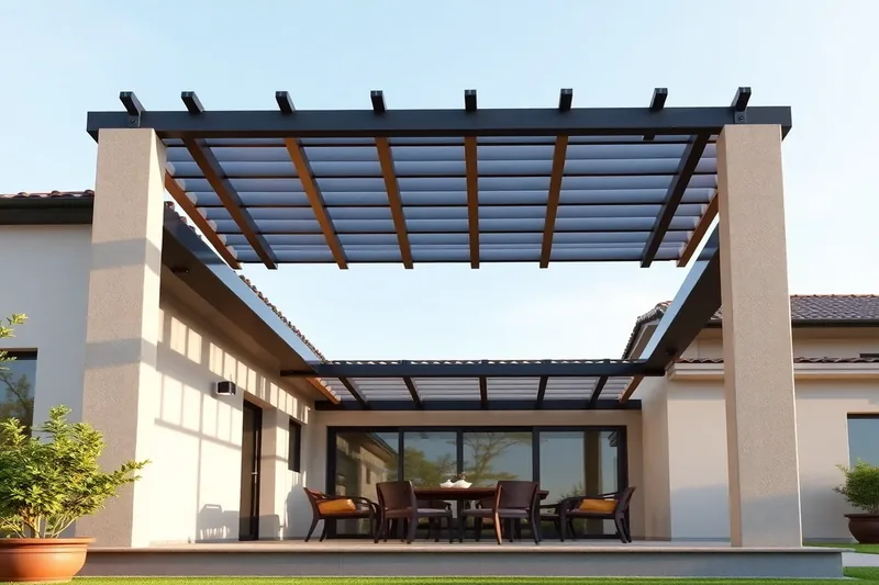 Pergola bioclimatique aluminium avec lames orientables sur terrasse contemporaine — pergola bioclimatique 4x3