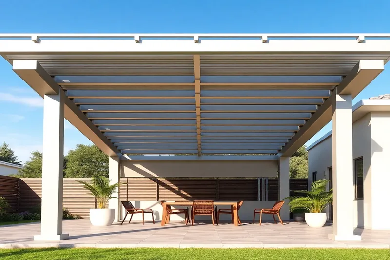 Pergola bioclimatique aluminium avec lames orientables sur terrasse contemporaine — pergola bioclimatique aluminium
