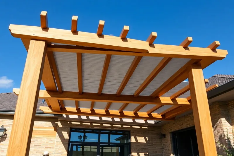 Pergola bioclimatique aluminium avec lames orientables sur terrasse contemporaine — pergola bioclimatique bois
