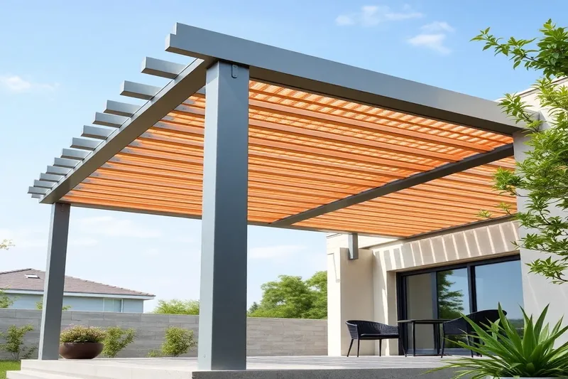 Pergola bioclimatique aluminium avec lames orientables sur terrasse contemporaine — pergola bioclimatique prix