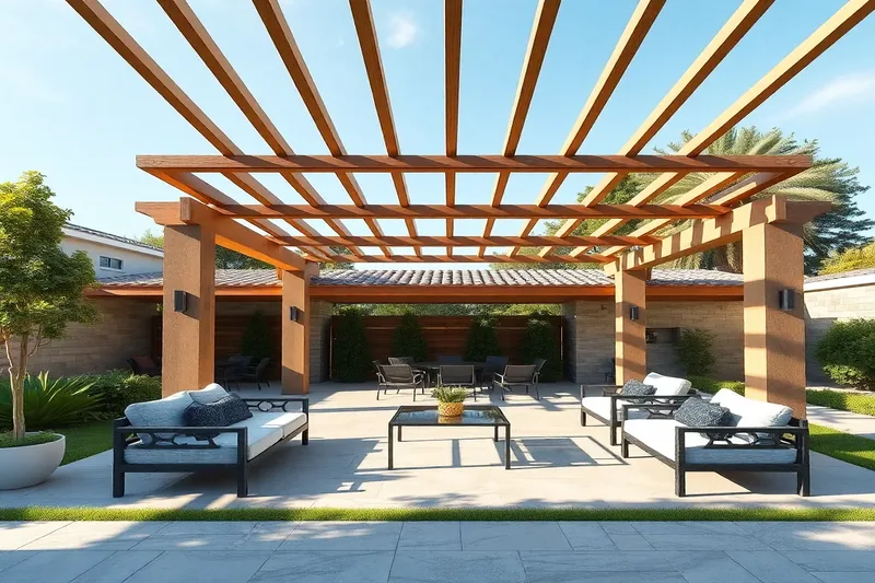 Pergola de grande surface avec mobilier de jardin sur terrasse — pergola 4x3