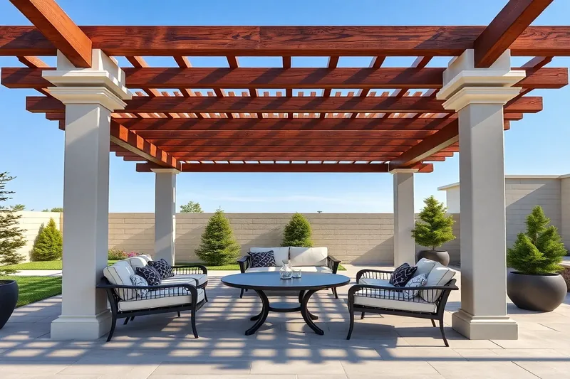 Pergola de grande surface avec mobilier de jardin sur terrasse — pergola 6x3