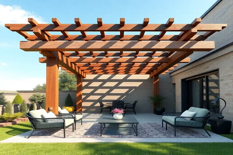 Pergola de grande surface avec mobilier de jardin sur terrasse — pergola 6x4