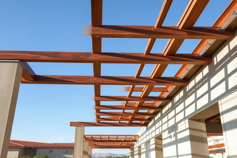 Installation d'une pergola aluminium sur terrasse en béton illustrant déclaration préalable pergola