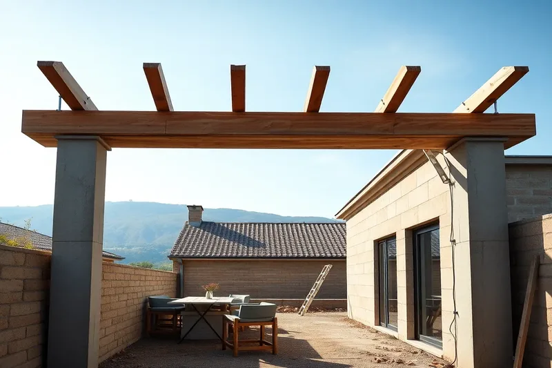 Installation d'une pergola aluminium sur terrasse en béton — pergola dalle béton