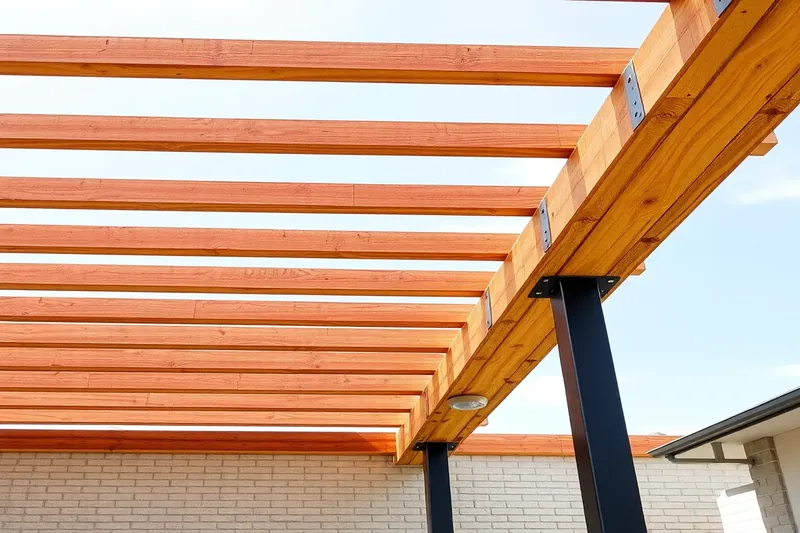 Installation d'une pergola aluminium sur terrasse en béton illustrant permis construire pergola