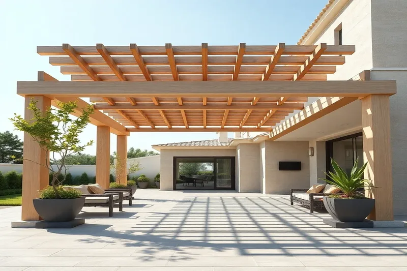 Pergola haut de gamme installée devant une maison contemporaine — pergola milieu de gamme