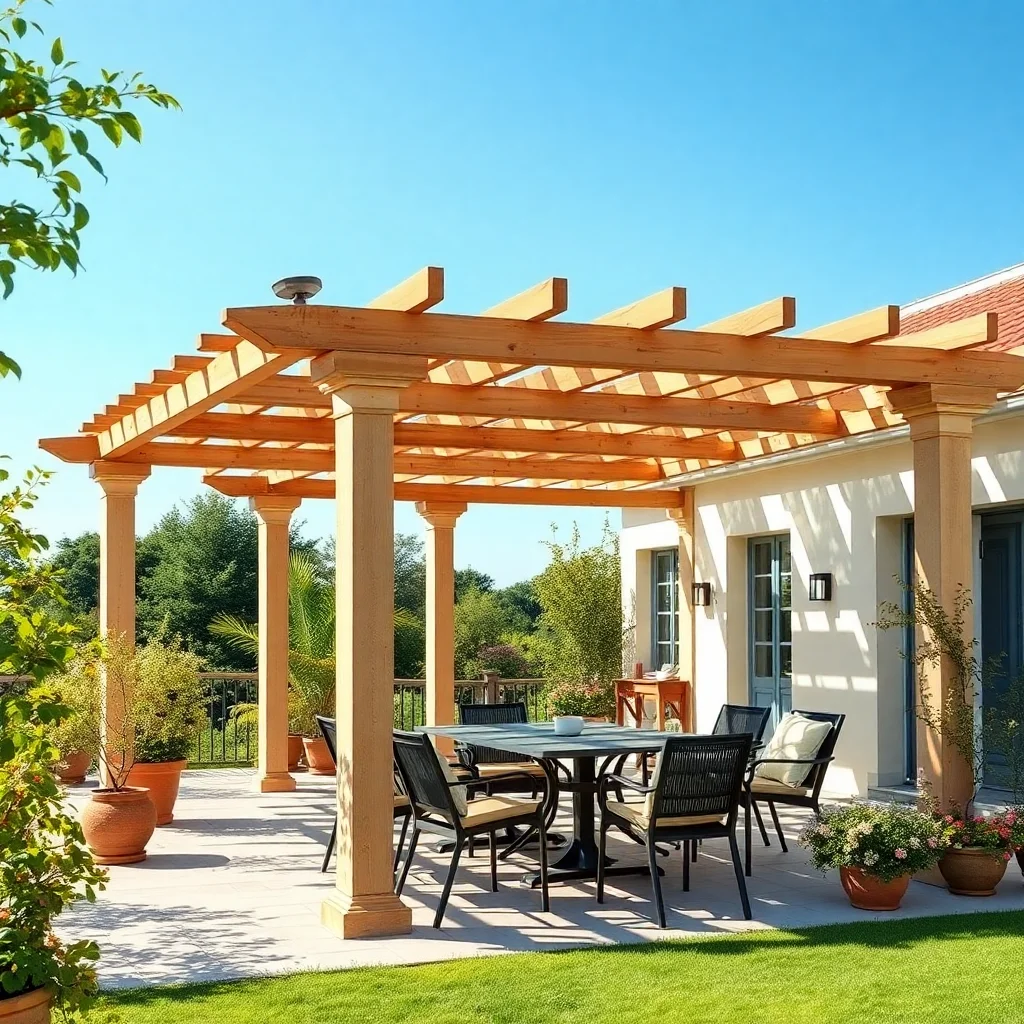 Pergola avec mobilier