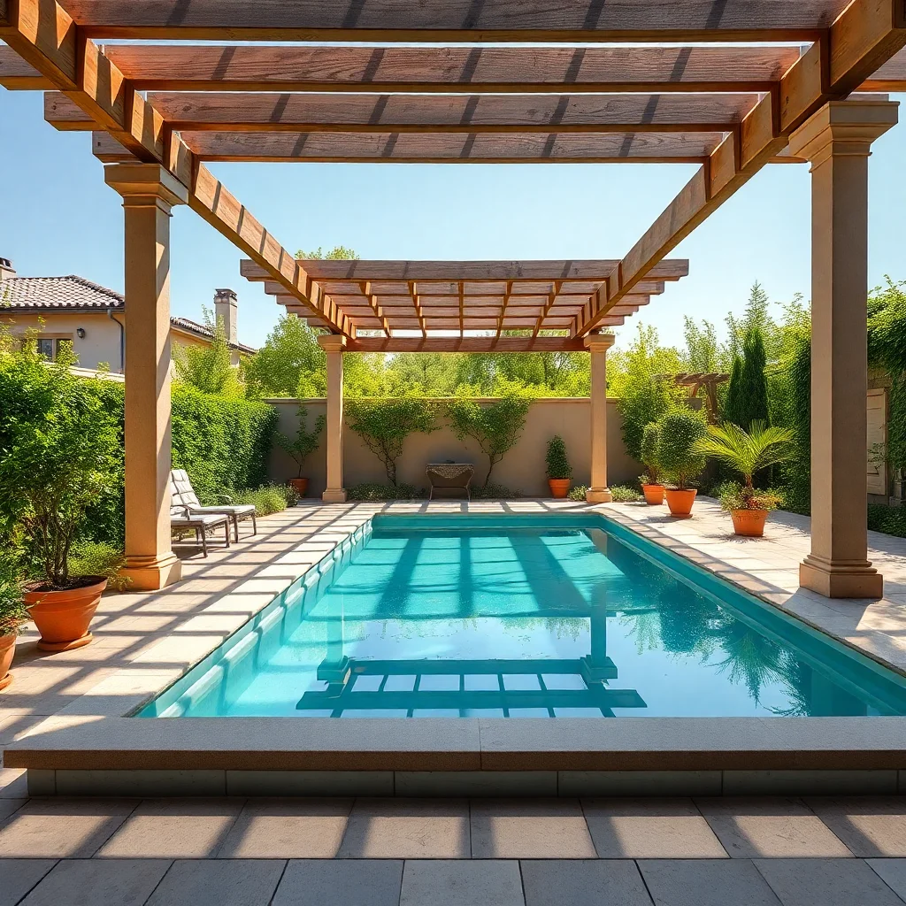 Pergola bord de piscine