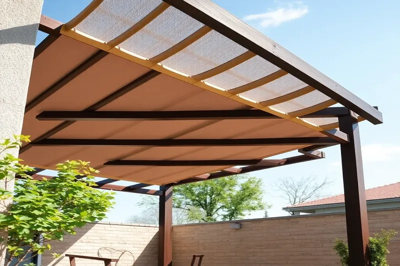Pergola avec toiture transparente abritant un espace extérieur illustrant voile ombrage pergola