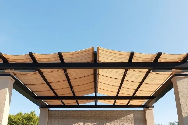 Pergola avec toiture transparente abritant un espace extérieur illustrant toile pour pergola
